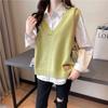 V-neck Knitted Vest for Women In Autumn Loose Vest Lazy Style Layering Over Sleeveless Waistcoat and Waistcoat