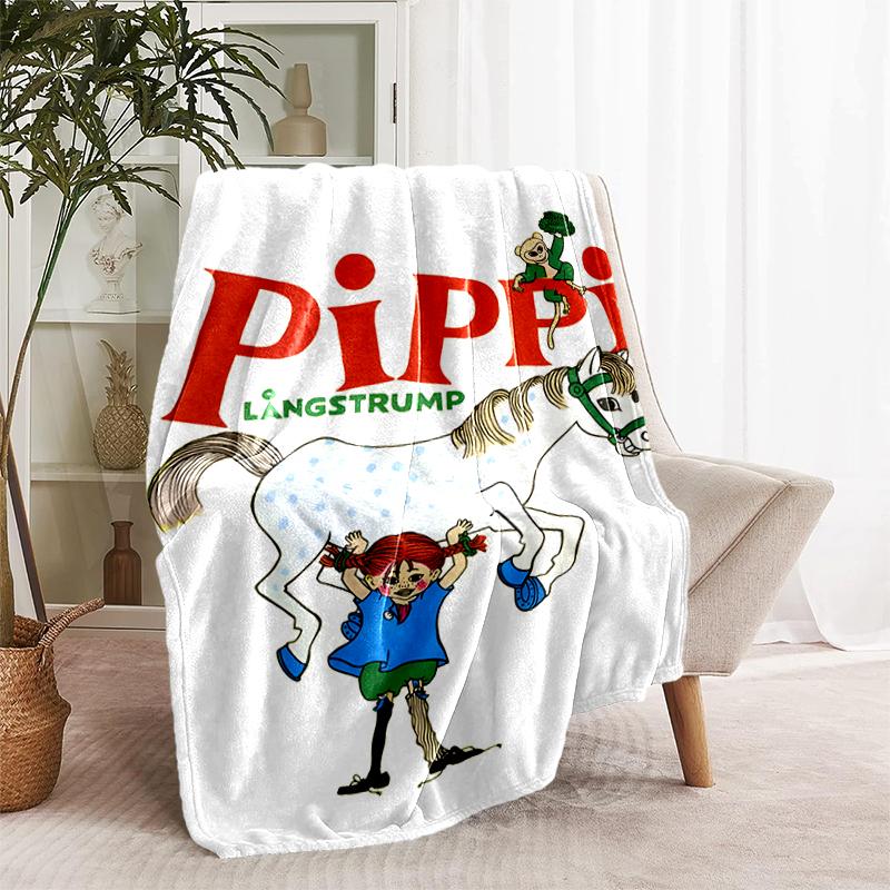 1pc Blanket Pippi Longstocking Print Design, Lightweight Blanket for Sofa, Bed- Soft &Warm, Gift for All Seasons like Christmas, Halloween