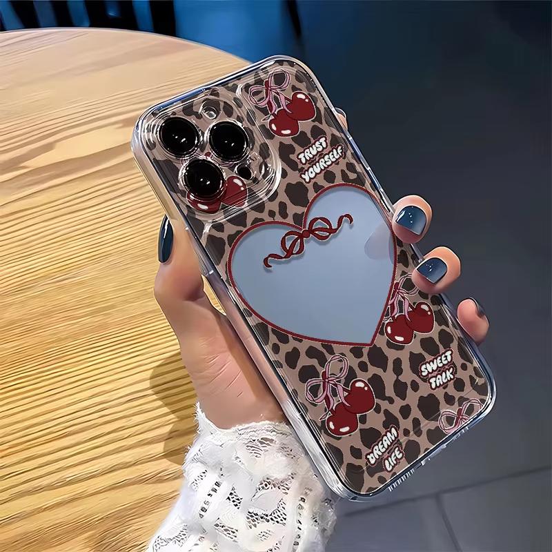 Leopard Print Love Clear Phone Case For iPhone 17 Air 17 Pro Max 16 15 14 13 12 11 Pro Max Mini XS Max XR X 16 Plus Soft Cover