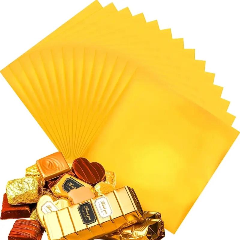 100 шт. 20*20 см DIY Пищевая алюминиевая фольга Упаковочная бумага листы Упаковка для шоколадных конфет Свадебная вечеринка Подарок на день рождения Декор