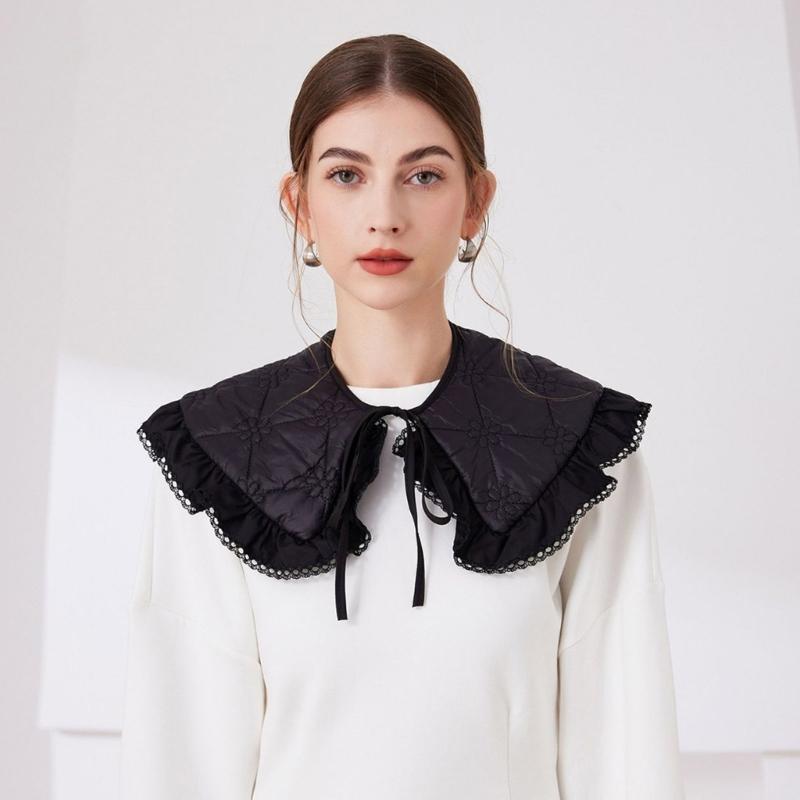 Пайетки Стеганая накидка Ложный воротник Китайская оборчатая кружевная шаль-накидка Шарф Декоративный аксессуар для женской одежды