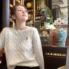 EastRogue Мужской и женский осенне-зимний вязаный свитер с длинным рукавом, круглым вырезом, вышивкой, базовая футболка, удобный крой, свитер