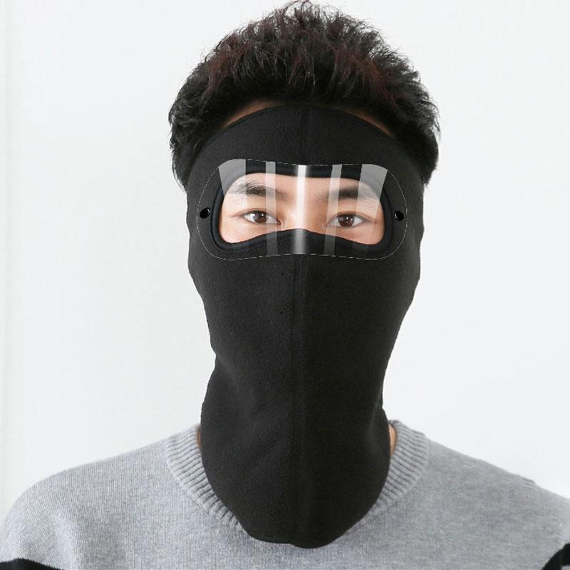 1-10PCS Thickened Fleece Face Mask with Earmuffs and Goggles for Fall and Winter Cold Proof Windproof Cycling Head Cover