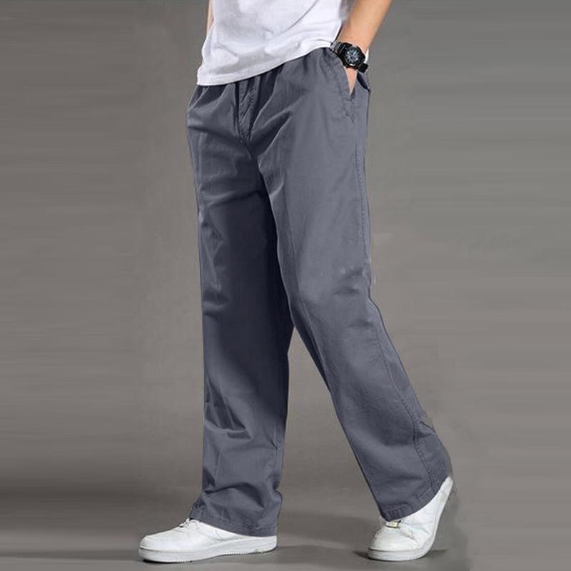 M-6XL Летние мужские деловые хлопковые свободные льняные штаны, впитывающие пот тонкие дышащие прямые повседневные брюки