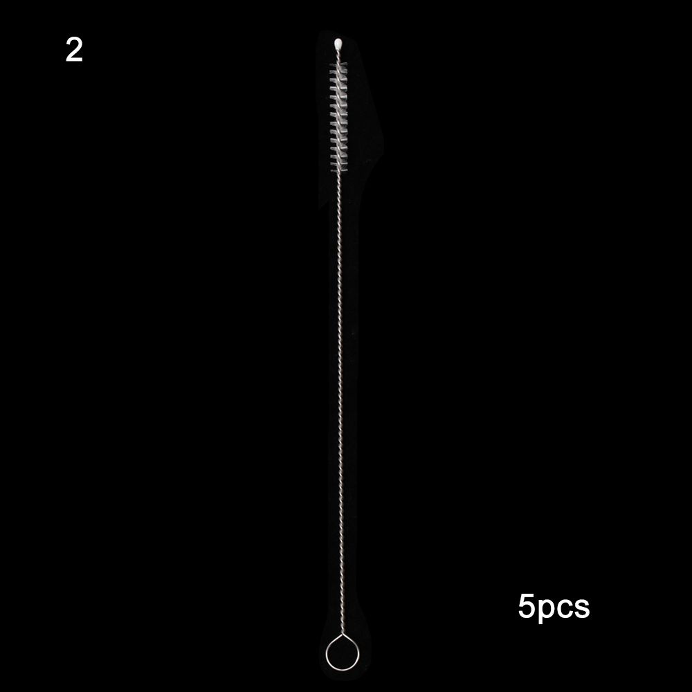 1/5PCS New Stainless Steel Spiral Handle Soft Cleaning Tools Bottle Brush Straw Cleaner Water Cup
