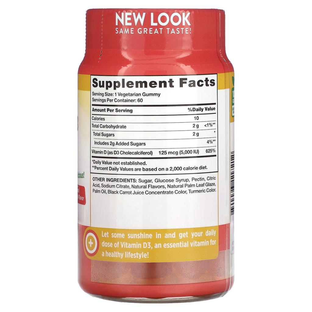 Nature'S Truth, Vitamin D3, High Potency, Natural Peach, 125Mcg (5,000Iu), 60 Vegetable Gummies