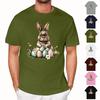 Easter - Men's Casual Baggy Bunny Print T-shirt Round Neck Pull-over Short-sleeved Top