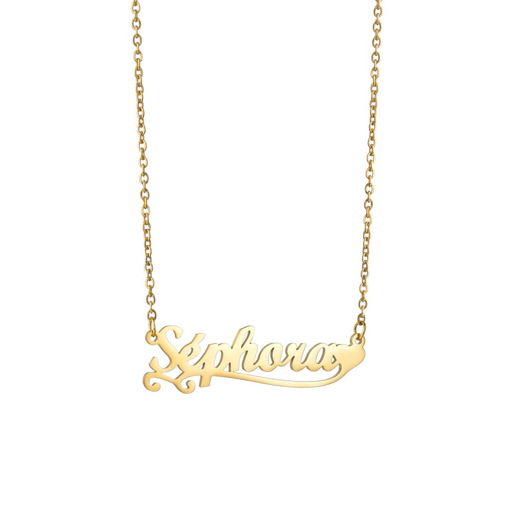 Custom Name Necklace Personalized Engraved Cutting Letter Name Gold Plating Necklace Stainless Steel Pendant Necklaces BWN92001