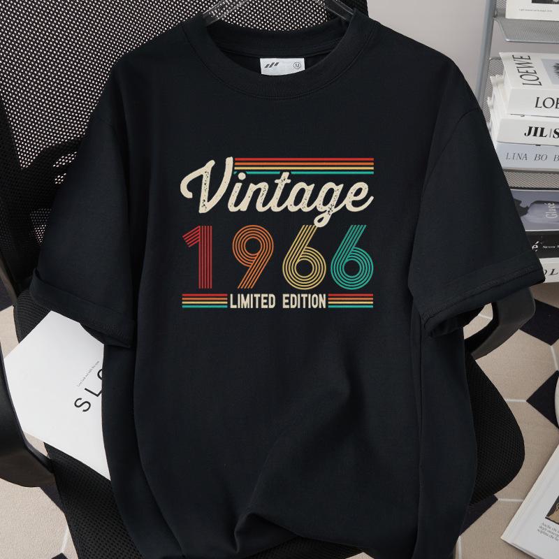 HighQuality Cotton TShirt for Unisex 1966 60th Birthday Unisex Loose Oversized Clothing O Neck Short Sleeve Tees Streetwear Top