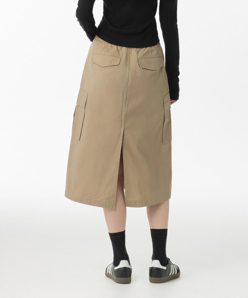 Musinsa Standard Woman Women'S Cargo Elastic Midi Skirt [Beige]