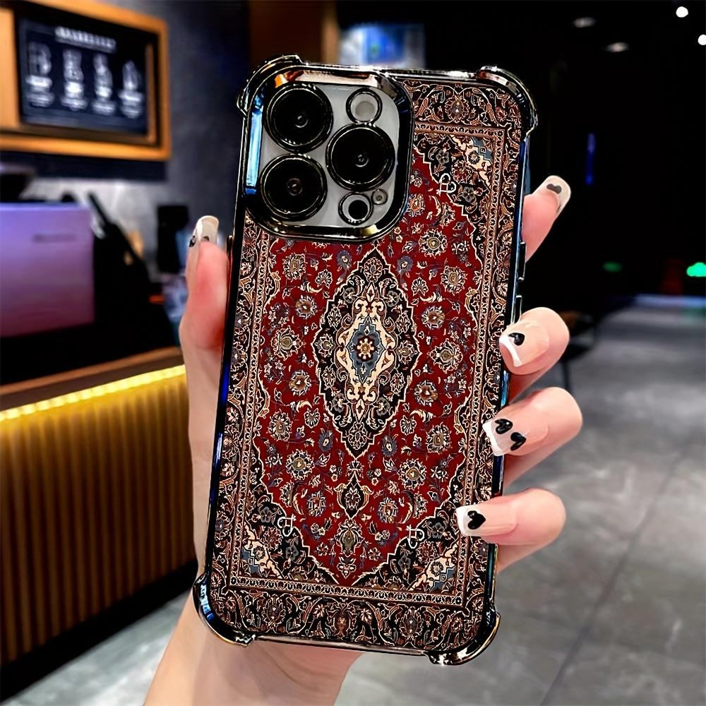 Чехол для телефона с цветочным узором в персидском стиле, подходит для iPhone 16 15 14 13 12 11 Pro/Max/Plus, защита от падения по углам
