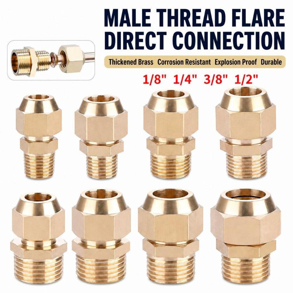 1/4" 3/8" 1/2" Male Thread Flare Adapter Brass Male Thread Connector Air Conditioning System