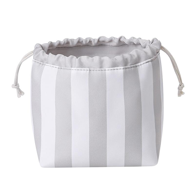 Large Capacity Cute Makeup Bag with Drawstring - Large Striped travel toiletry bag Cosmetic Wash Storage Bag for Women