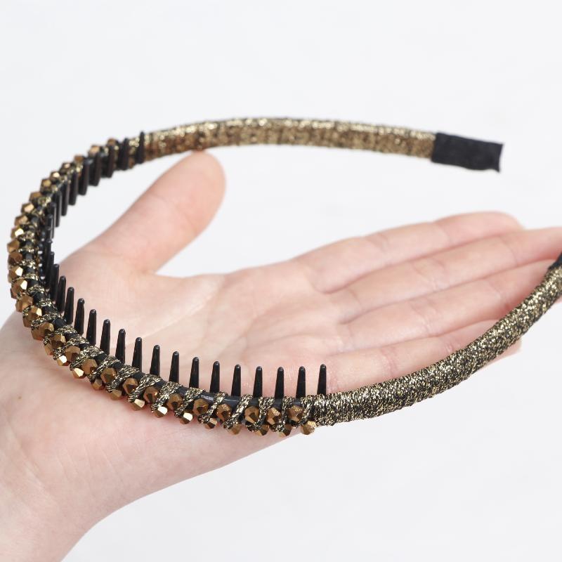 Nonslip Toothed Elastic Rhinestone Hair Hoops Glitter Trendy Hair Accessories for Women Graduation Ceremony Use