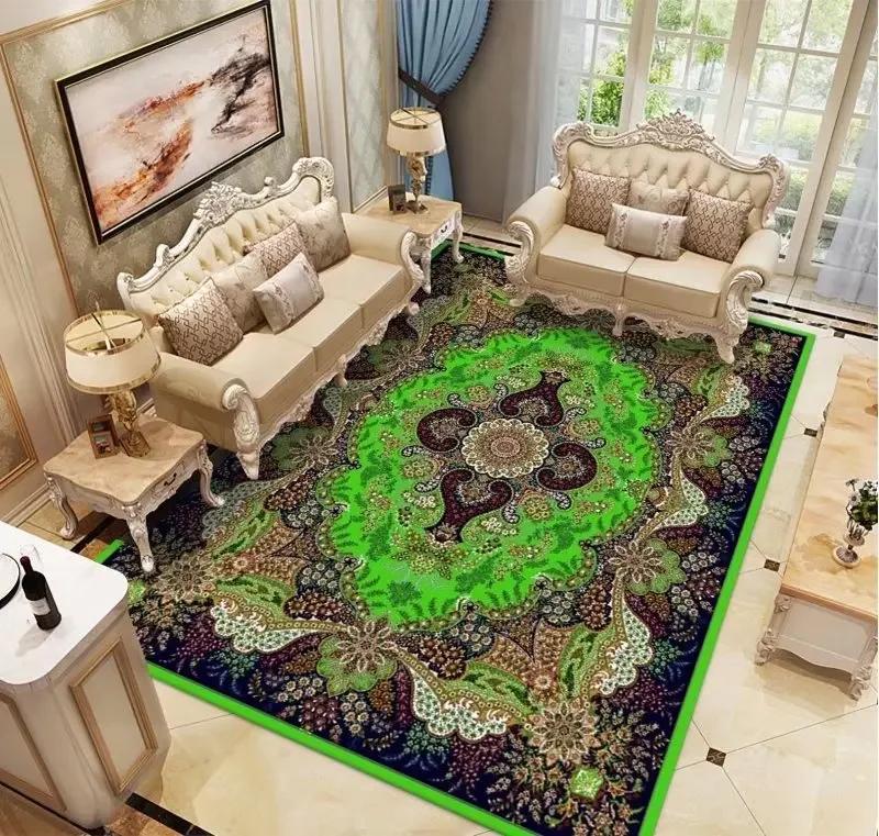Luxury Persian Retro Carpets for Living Room Green Decoration Large Area Rugs for Bedroom Big Size Soft Customizable Floor Mats