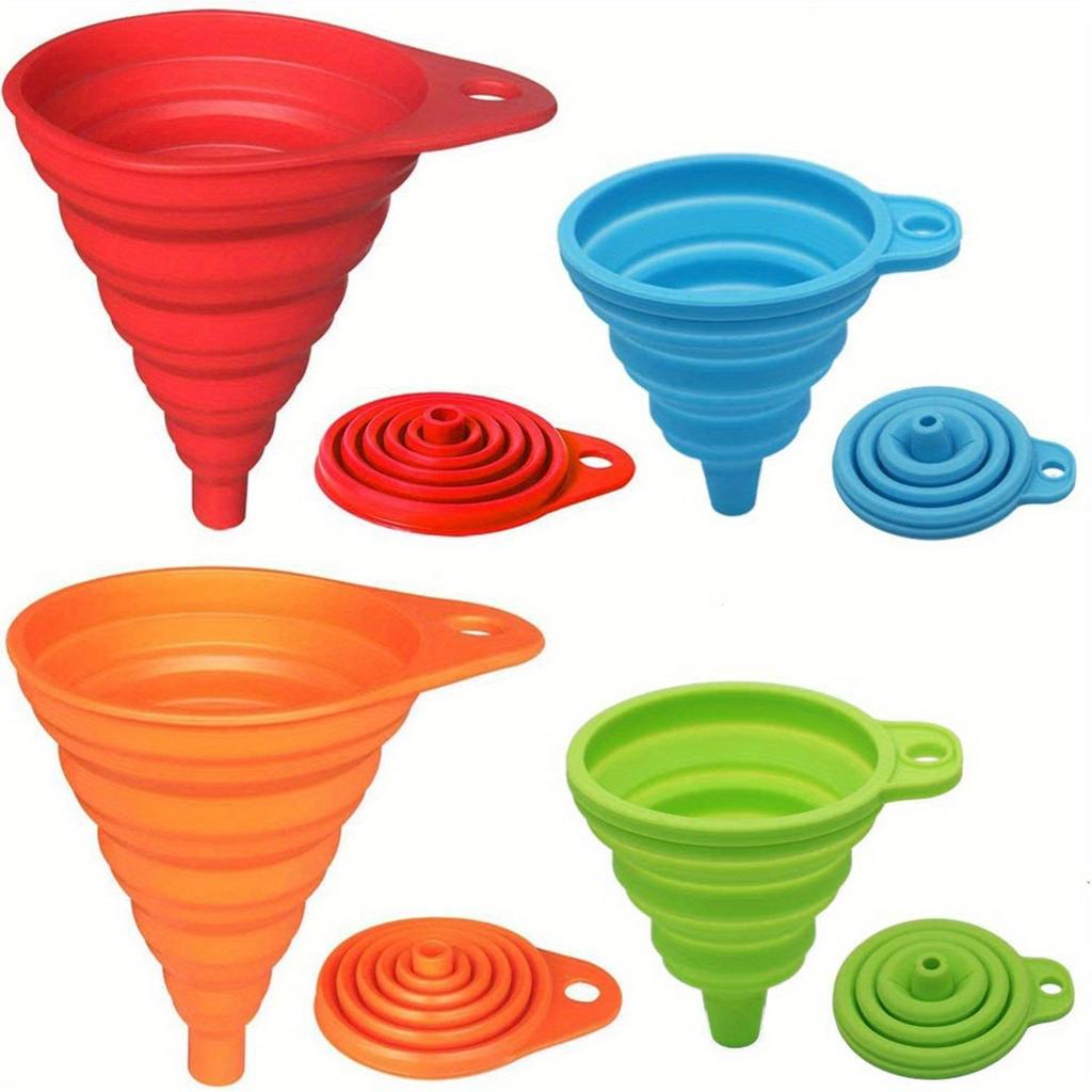 1/2/4PCS Silicone Collapsible mini Foldable Funnel Portable Funnels for Fuel Hopper Beer Oil Kitchen Accessories Tools Items