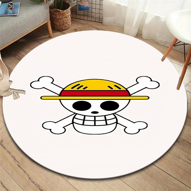 One Piece Straw Hat Pirates Round Area Rug Carpet Rug For Living Room Bedroom Sofa Playroom Decor Nonslip Floor Mat