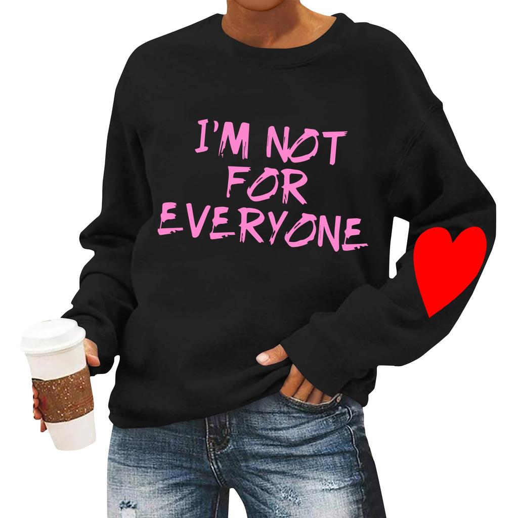 Женская повседневная мода ко Дню святого Валентина с принтом, длинным рукавом, круглым вырезом, толстовки, пуловеры, топы