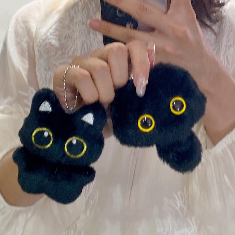 Милый плюшевый черный кот брелок мультфильм мягкая кукла игрушка для женщин девочек сумка подвеска украшение автомобиль брелок детские подарки