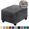 Velvet Fabric Square Ottoman Covers Stretch Footstool Cover Bench Storage Stool Cover Washable Furniture Protector Covers 3 Size