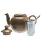 This 600ml, taupe stoneware teapot from the home of authentic British black tea, features a charming rounded shape and includes a fine-mesh stainless
