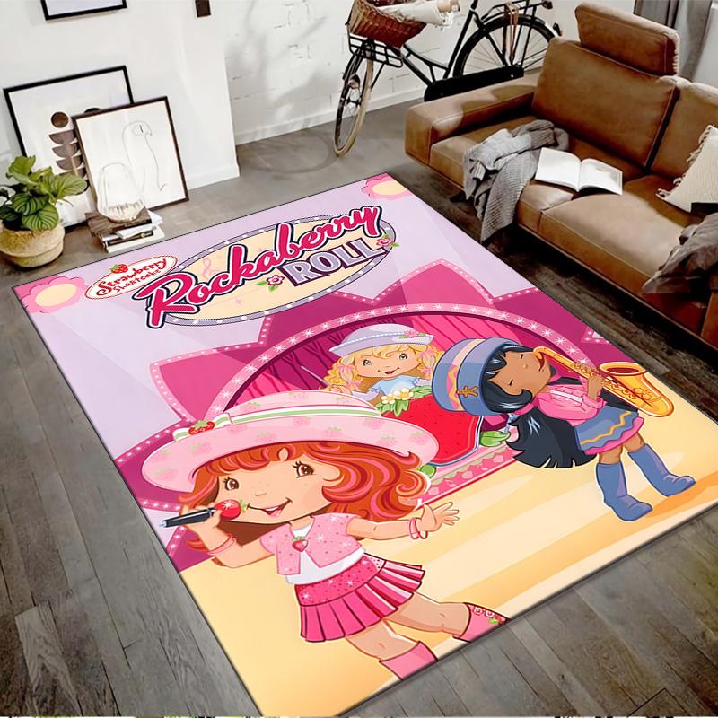 1pc Strawberry Princess1 Design Printed Area Rug Carpet for Bedroom Living Room Home Decor Rugs Mat Non Slip Mat Rug for Bedside