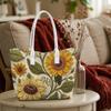Sunflower Print Tote Bag Large Capacity Stylish Shoulder Bag for Daily Use