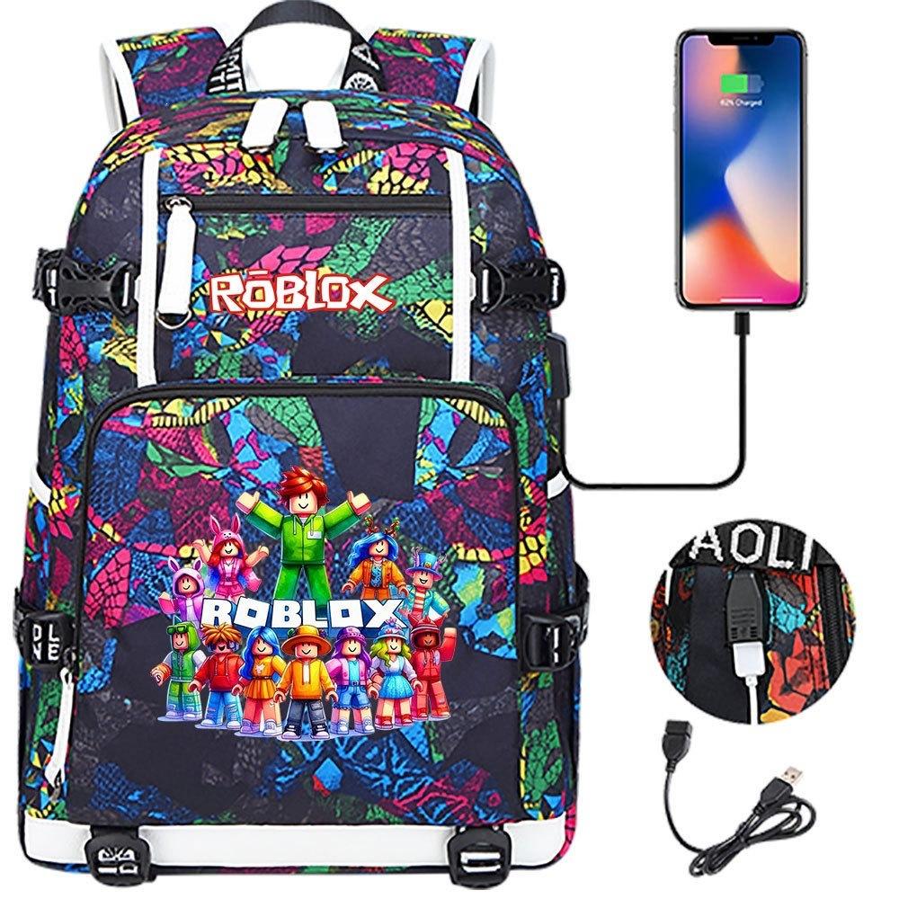 Gaming Print Backpack Large Capacity Travel Bag with USB Charging Port for Middle High School Students Boys Girls Teens