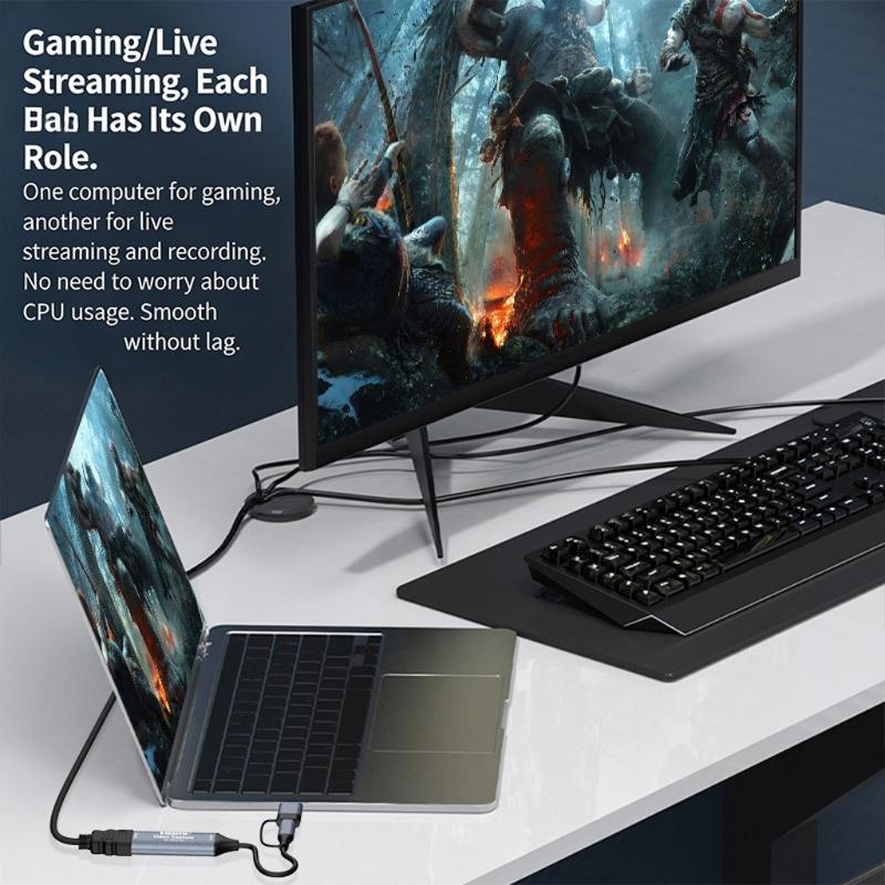 Карта захвата видео для игр Type C+USB на HDTV 4K 30 Гц 1080P 60 Гц Регистратор Видеокамера для видеоигр Конвертер с низкой задержкой