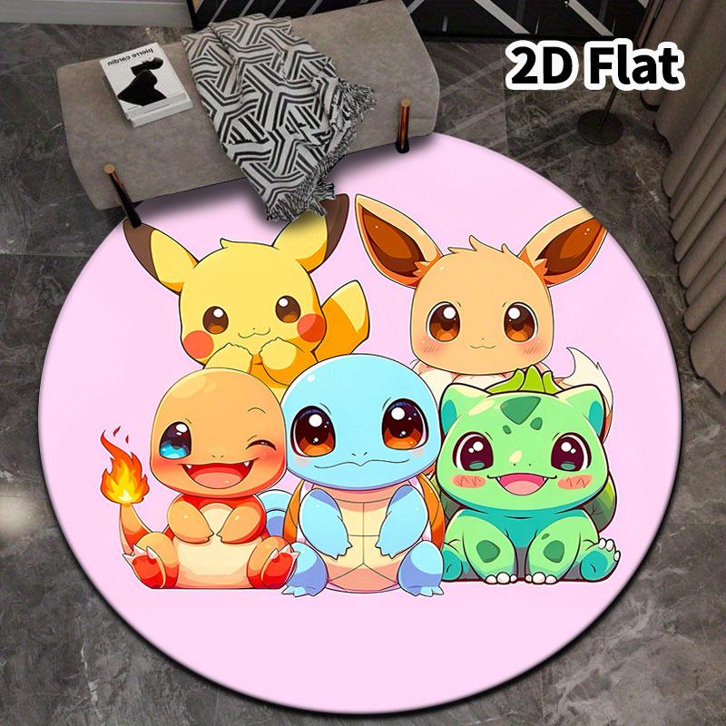 Cute Pokemon Round Area Rug Carpet Rug For Living Room Bedroom Sofa Playroom Decor Nonslip Floor Mat