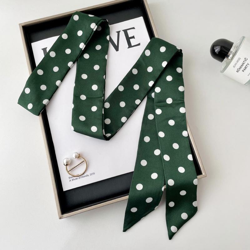 Black Polka Dot Silk Scarf, New Versatile Light Luxury High-end Neck Tie, Shirt Tie Scarf Tie Bag Ribbon Headband