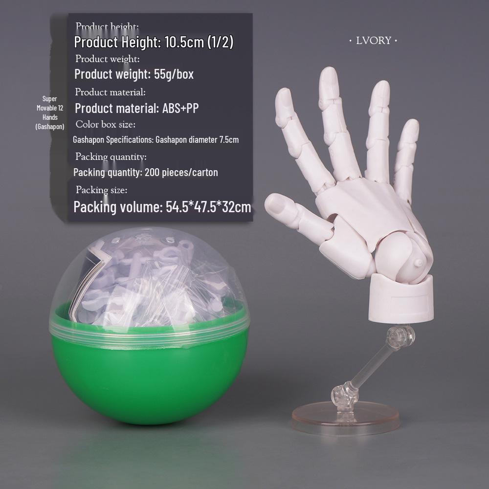 Мини-модель Gashapon в масштабе 1/2 для ладони: Суперподвижные суставы пальцев - Левая и Правая руки для рисования и набросков