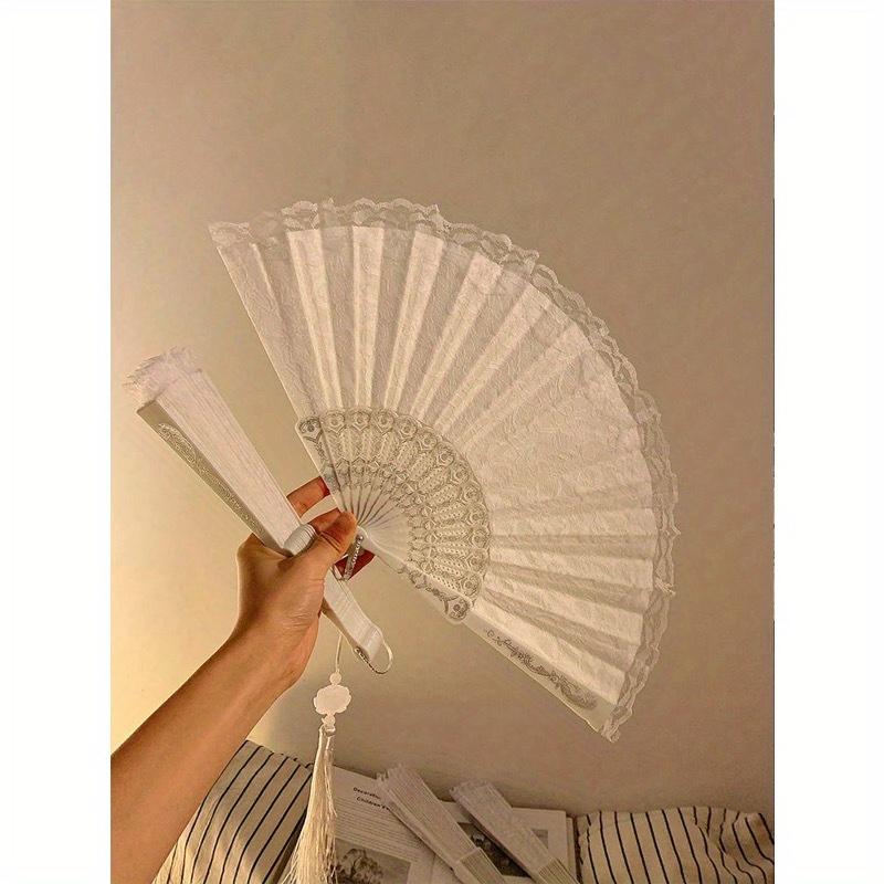 1 шт. Новый китайский винтажный черный кружевной складной веер Ципао веер с кисточкой Старомодный стиль Лучшие подарки День рождения Декоративный веер