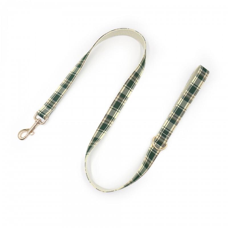 Plaid Dog Collar Leash Set With Bowknot Accessory Adjustable Sizes XS To XL Small Medium Dogs