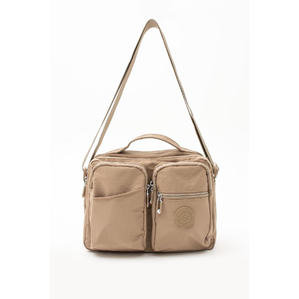 Women's Multi-pocket Waterproof Satin Fabric Adjustable Cross Strap Shoulder Bag