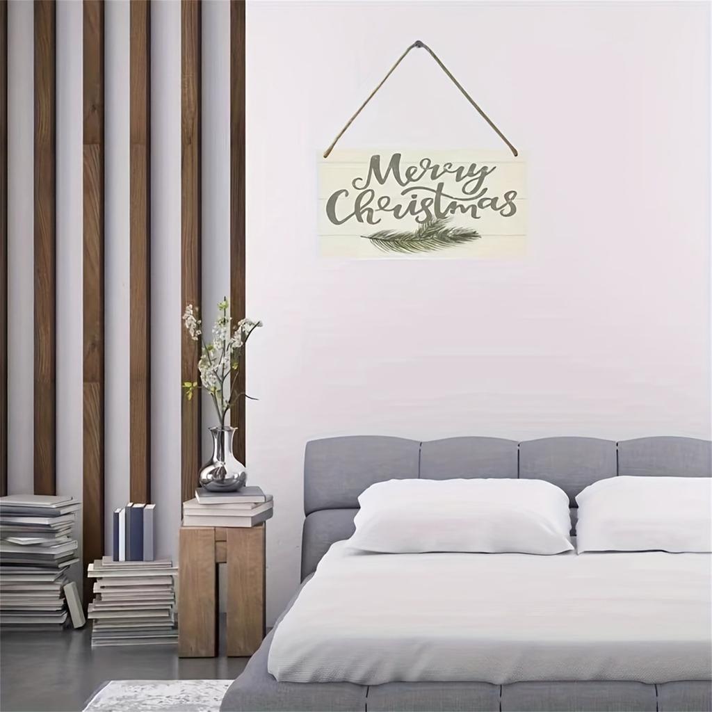 Happy Christmas, Simplecedar Branches, Wooden Rectangular Creative Decorative Signs