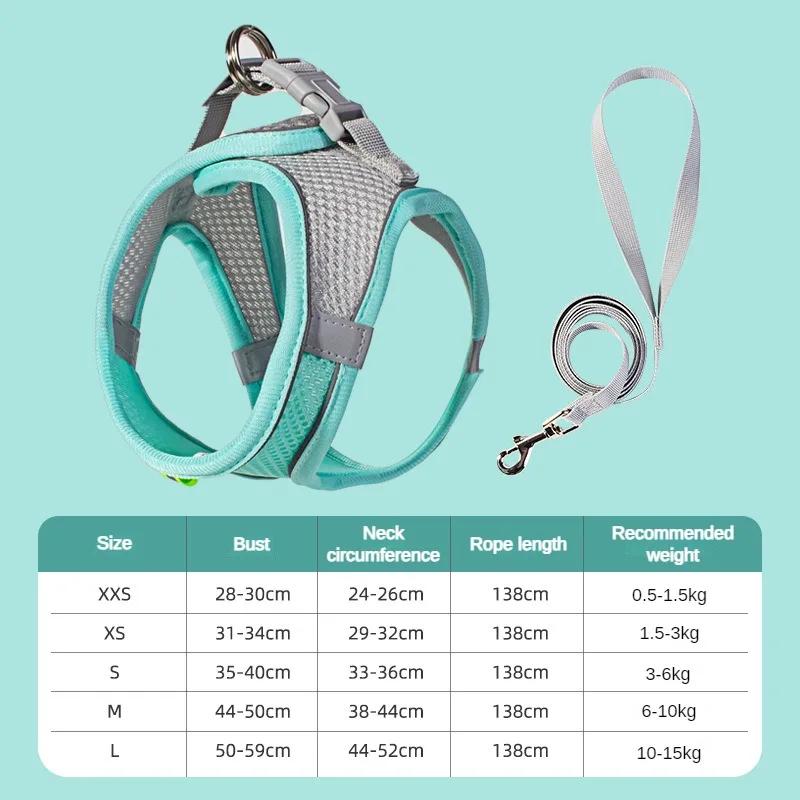 Breathable Reflective Pet Harness and Leash Set for Small Medium Dogs Cats Anti-Escape Adjustable Puppy Vest Outdoor Walking