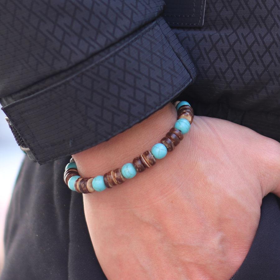 Винтажный стиль ручной работы браслет из бисера для мужчин натуральный черный желчный камень деревянные бусины нити мужской подарок ювелирные изделия