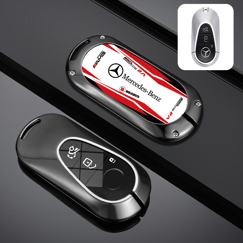 SUG2 High-end Metal Car Smart Key Fob Cover Protector For Mercedes Benz C S Class GLC EQA EQB EQE EQS W206 W223 X254 Keychain Pendant