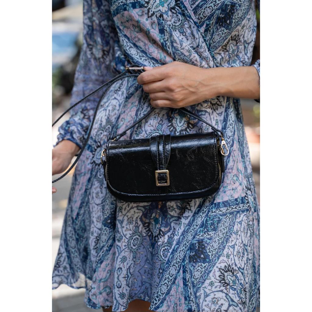 Black Women's Buckle Crossbody Bag