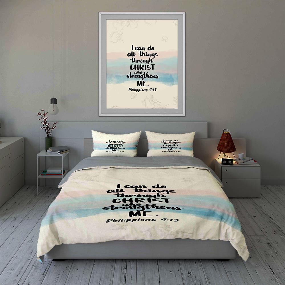 Inspirational scripture text Bedding Duvet cover sets Duvet covers Pillowcases gifts (1 * Duvet Cover 2 * Pillowcases, without duvet insert)