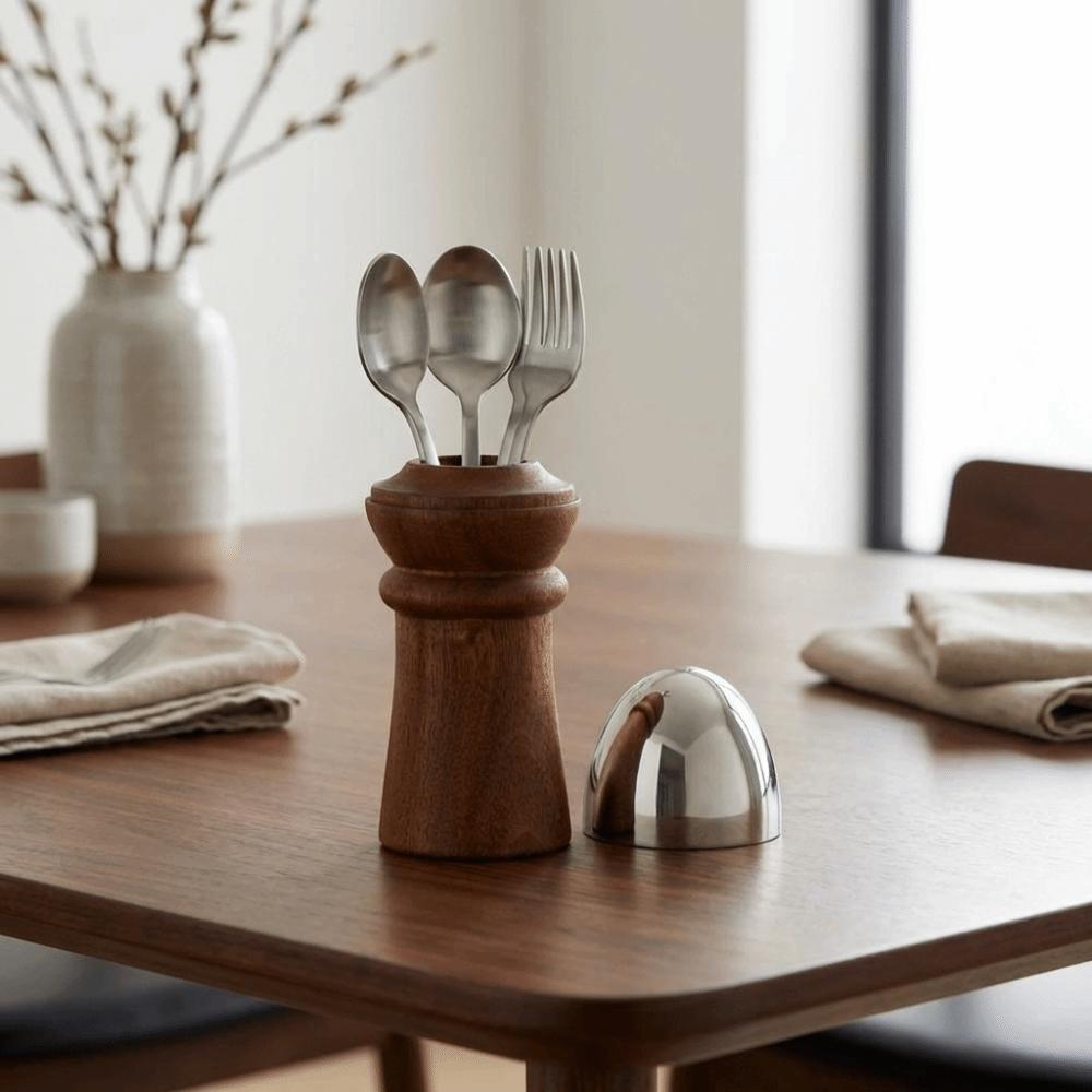 Creative Wood Egg Shaped Organizer European Style Decorative Fruit Fork Spoon Box with Lid Chopsticks Holder Hotel