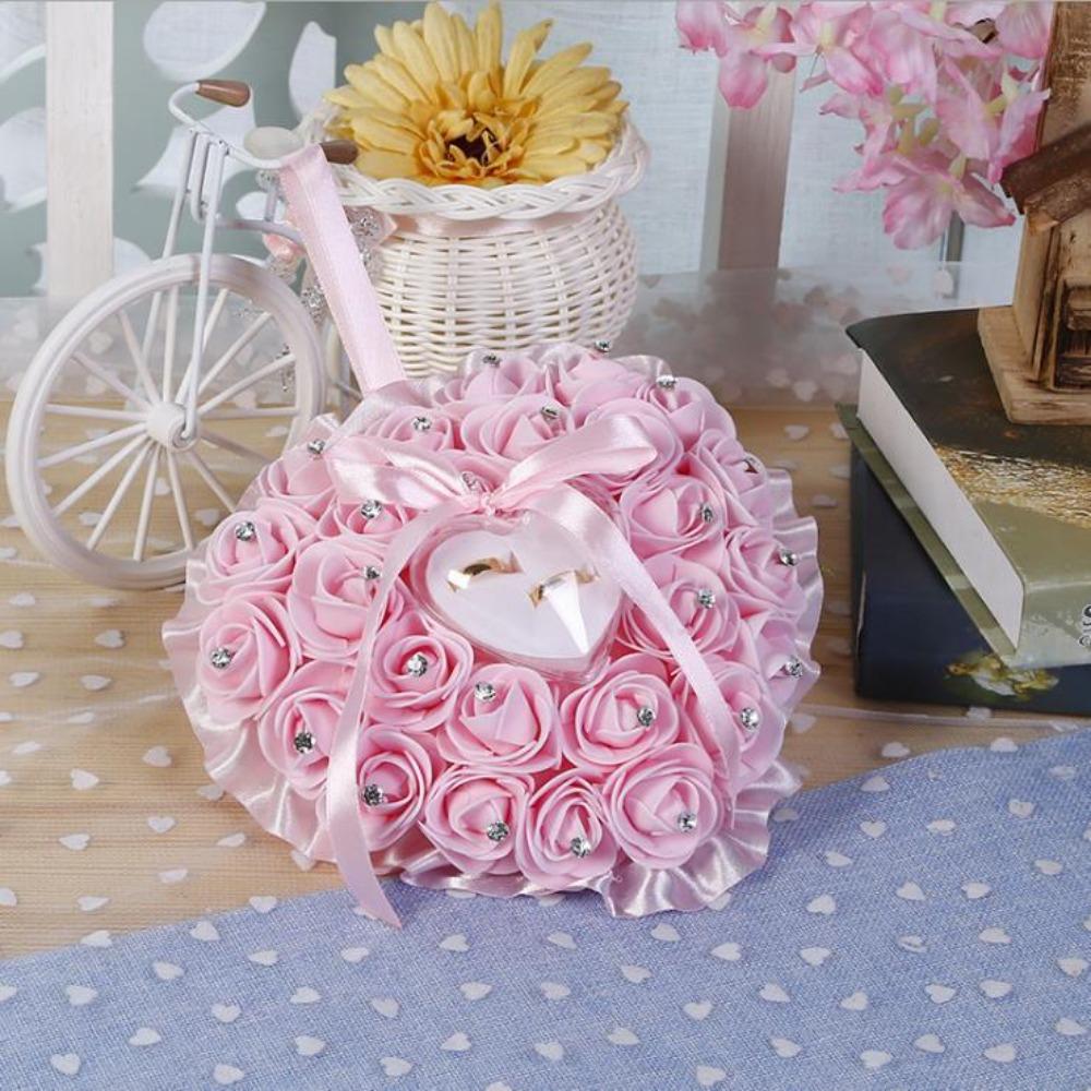Romantic Wedding Ring Pillow Transparent Box Ring Holder Exquisite Heart Ring Pillow For Wedding