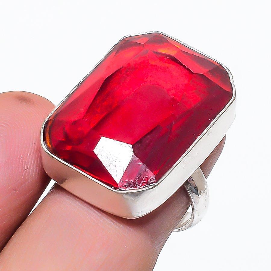 Natural Garnet Gemstone Handmade 925 Sterling Silver Jewelry Ring Size 7 B3O67