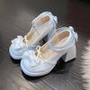 Cute and Sweet Japanese with Skirt Single Shoes for Women's Outer Wear 2025 Summer and Autumn New Sweet and Cool Style Bow Mary Jane Shoes