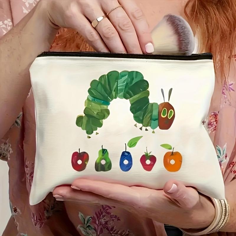 1 шт. Сумка для макияжа с фруктовым дизайном, Машинная стирка, Прочная, Дорожный органайзер-мешочек для косметики, карандашей, закусок, Веселый и портативный, Подарок