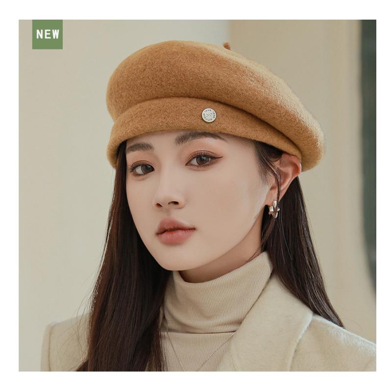 Легкий роскошный шерстяной берет для детей, демонстрирующий их лицо осенью зимой, маленькая модная шляпа художника, ретро-шляпа-бутон