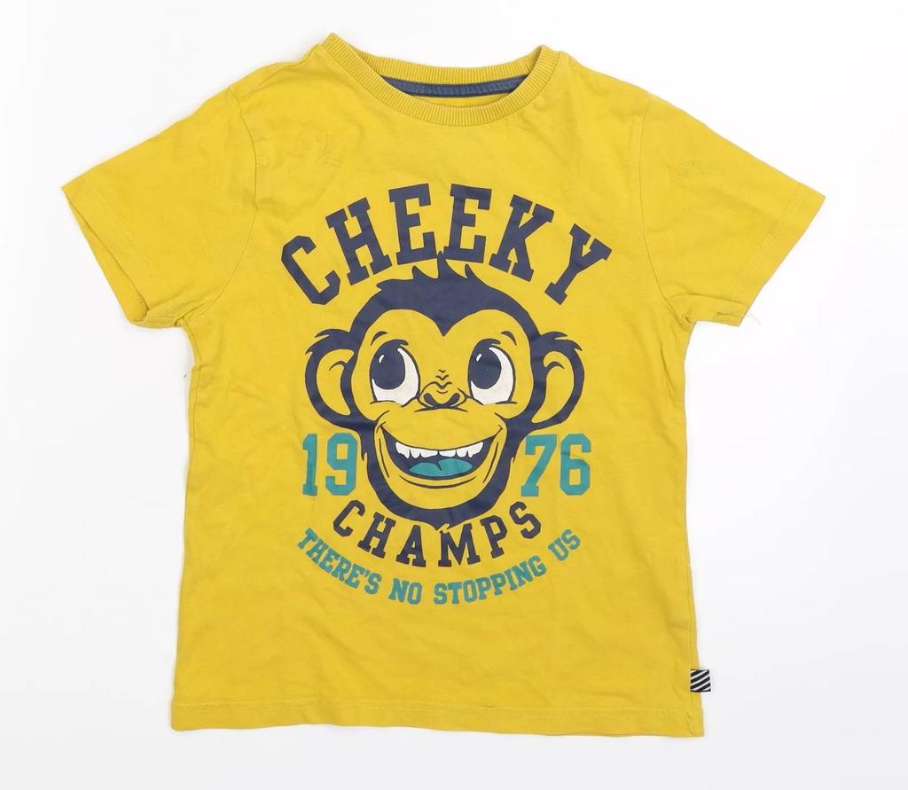 F&F Boys Yellow Cotton blend T-Shirt Size 6-7 Years