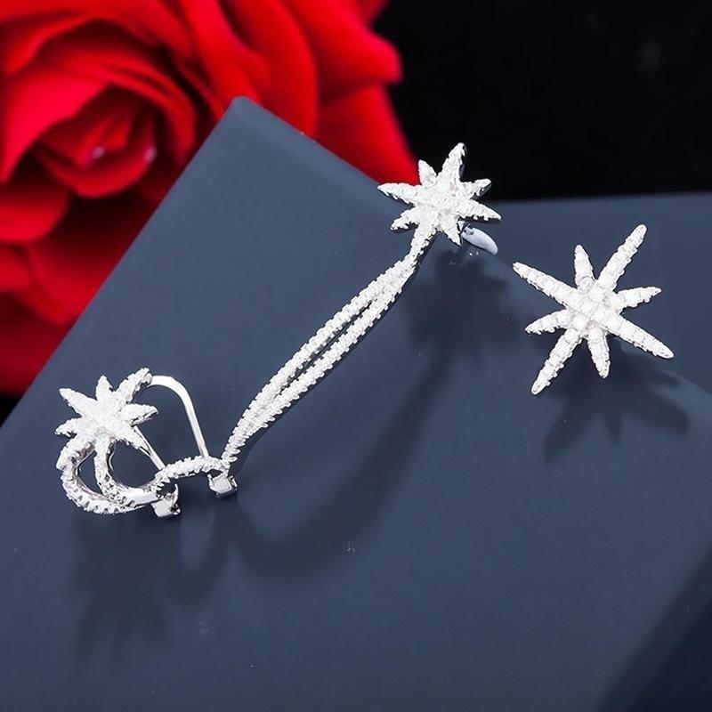 Корейская модная бижутерия Асимметрия Снежная клипса Наушник Личность Преувеличенное ухо Модная бижутерия Оптовая продажа Серьги Аксессуары