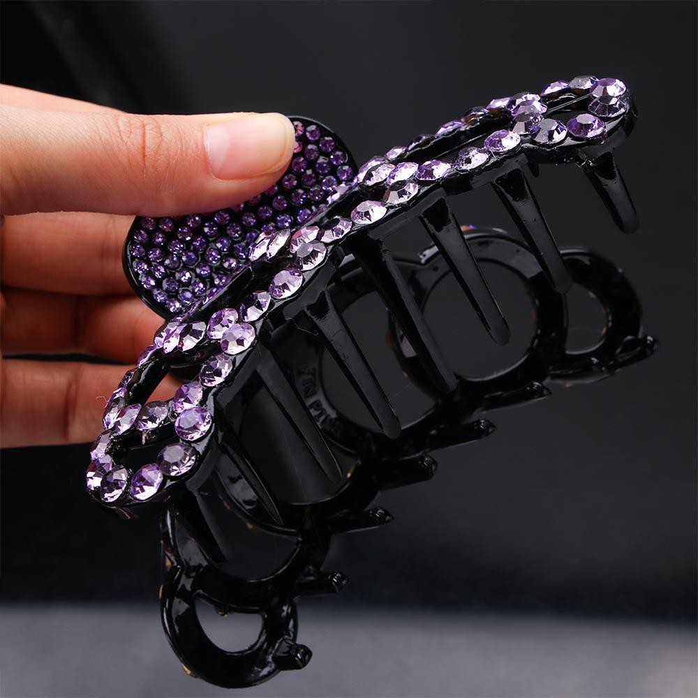 Vintage Shiny Acrylic Retro New Rhinestone Crystal Banana Grips Crab Clamp Hair Clips Hair Claws